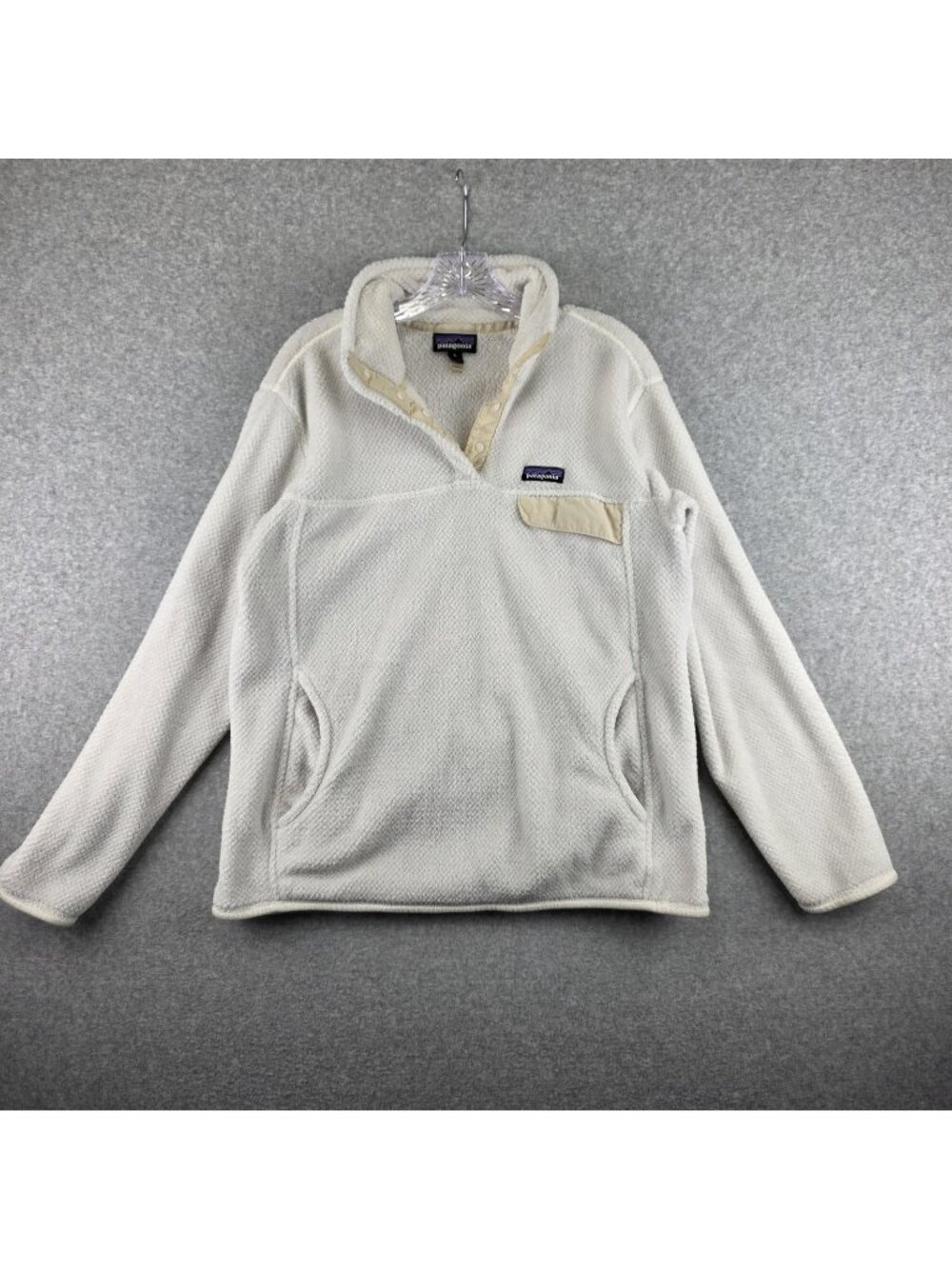 Patagonia Snap T Fleece Mens XL White Pullover Kangaroo Pocket Heavyweight